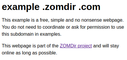 Screenshot of example .zomdir .com